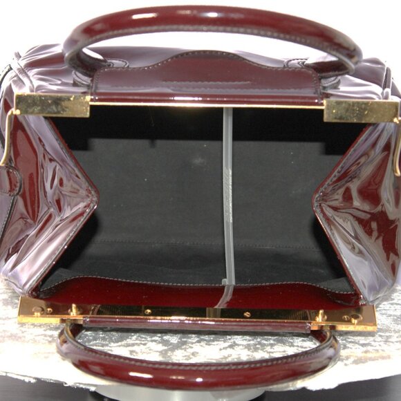 Valentino Garavani Burgundy Patent Leather Tote Bag - Picture 11 of 14